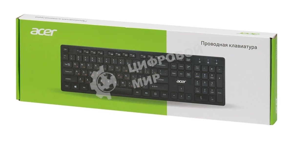 Клавиатура проводная Acer OKW122, USB, черный