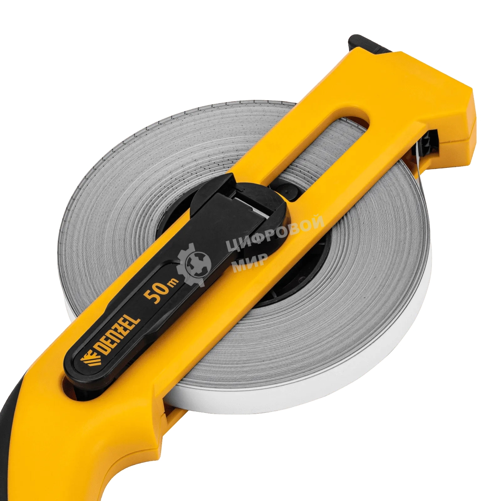 Рулетка геодезическая Denzel 50 м х 13 мм, открытый корпус, металлическая лента