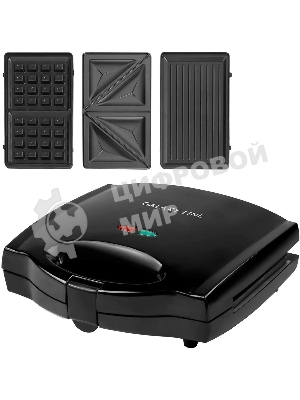 Сэндвич-тостер Galaxy Line GL 2959, черный, со съемными пластинами, 800 Вт