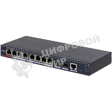 Коммутатор Dahua DH-SG4010P-2F, 8×1 Гбит/с + 2×1 Гбит/с SFP, управляемый