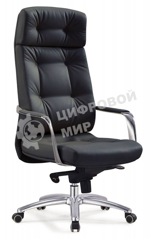 Кресло руководителя Бюрократ DAO/BLACK черный, кожа, крестовина алюминий