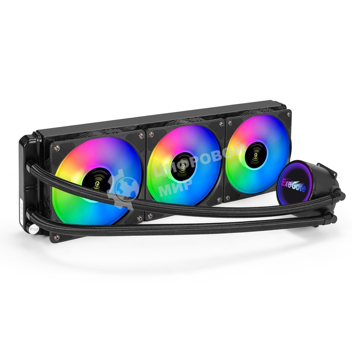 Система жидкостного охлаждения ExeGate BlackWater-360.PWM.RGb черный, 120 мм, алюминий/медь, 2000 об/мин, 37 дБ, 4 pin, 280 Вт