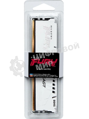 Оперативная память Kingston Fury Beast, DDR5, 32Gb (1x32GB), 5600MHz, CL40, DIMM, радиатор, белый