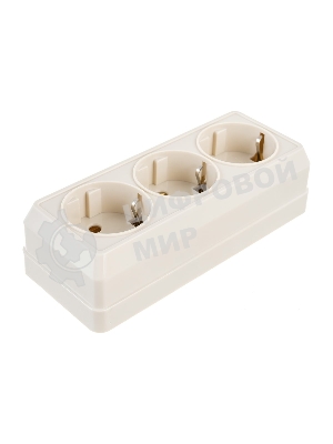 Розетка 3-м ОП Октава 16А РС23-3-ОК с заземл. крем. IEK ERO31-K33-16-DC