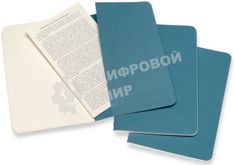 Блокнот Moleskine CAHIER JOURNAL CH013B44 Pocket 90x140 мм, обложка картон, 64 страниц, нелинованный, голубой (3 шт)