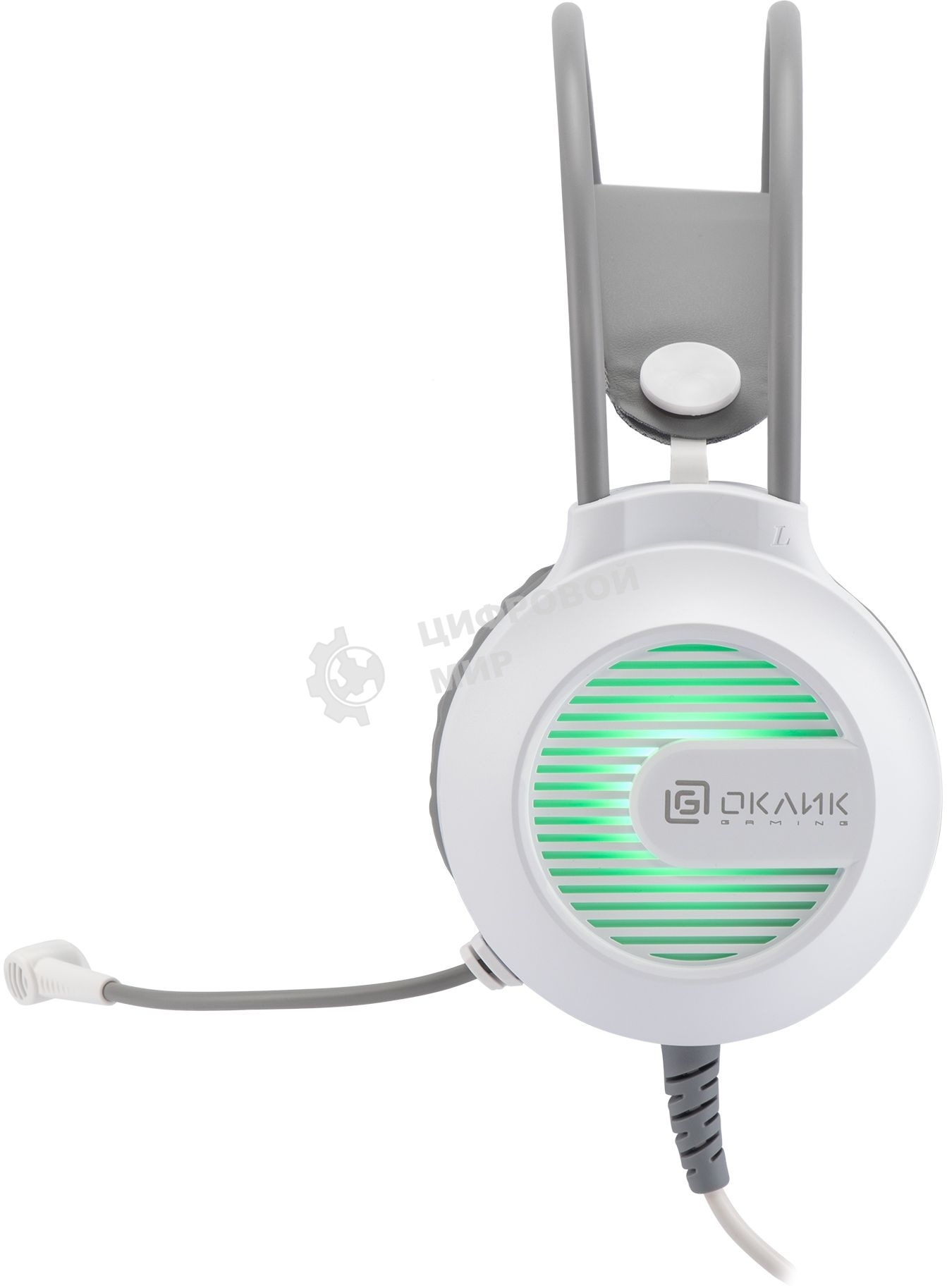 Гарнитура проводная с микрофоном Оклик HS-L300G White белый 2.2м мониторные USB оголовье (1796952)