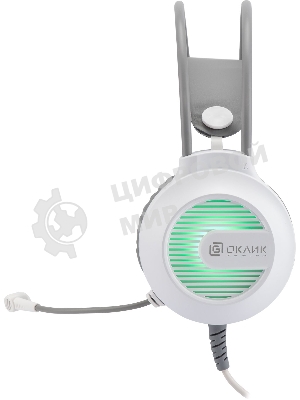 Гарнитура Oklick HS-L300G белый, проводная, 3.5 мм, подсветка