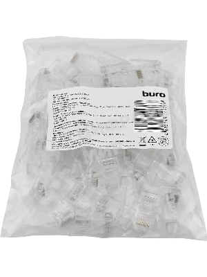 Коннектор Buro RJ45 прозрачный (упак.: 50 шт)