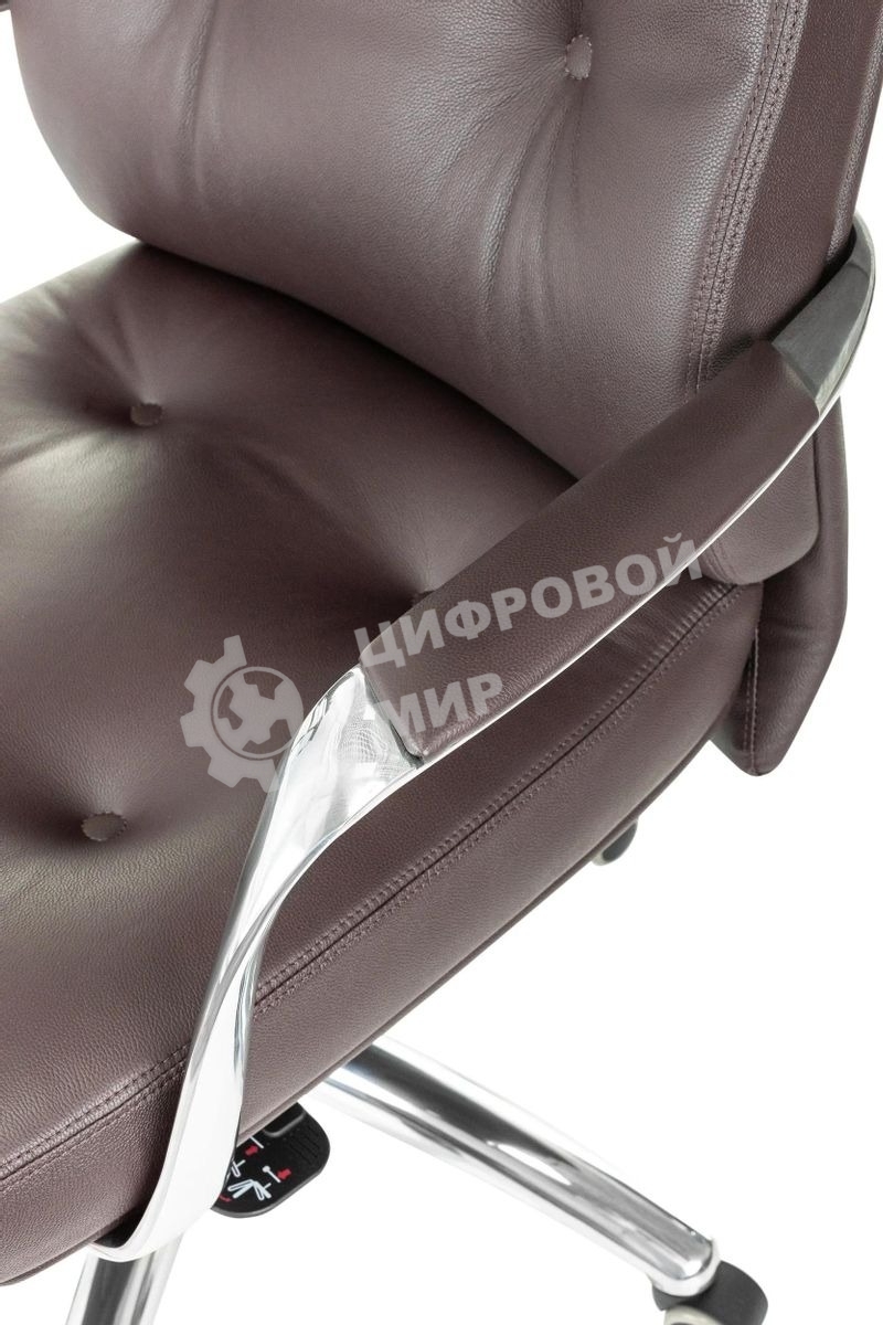 Кресло руководителя Бюрократ DAO/BROWN коричневый, кожа, крестовина алюминий