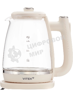 Чайник электрический Vitek VT-WK1072 1.7л. 1800Вт слоновая кость корпус: стекло