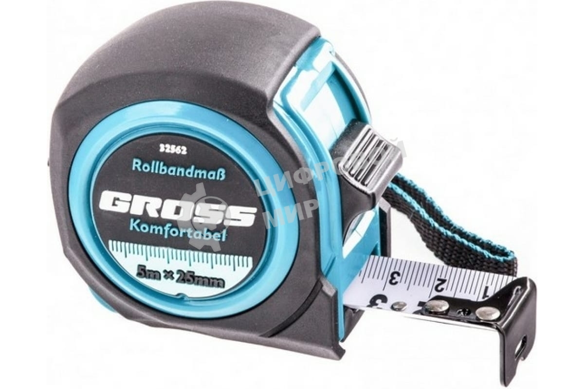 Рулетка Gross Komfortabel, 5 м х 25 мм, обрезиненный корпус