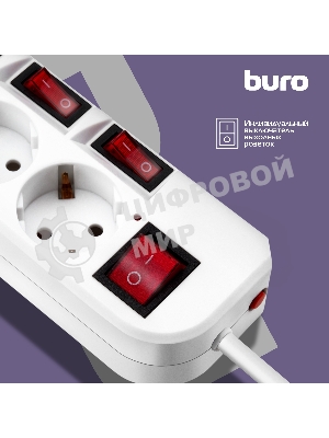 Сетевой фильтр Buro 500SH-1.8-SW-W 1.8 м, 5 розеток, белый, коробка