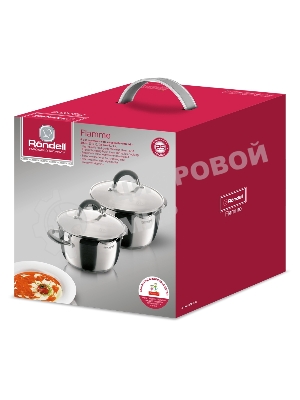 Набор посуды Flamme 4 предм.,кастрюли c/кр 20/24 см,нерж.сталь, RDS-339