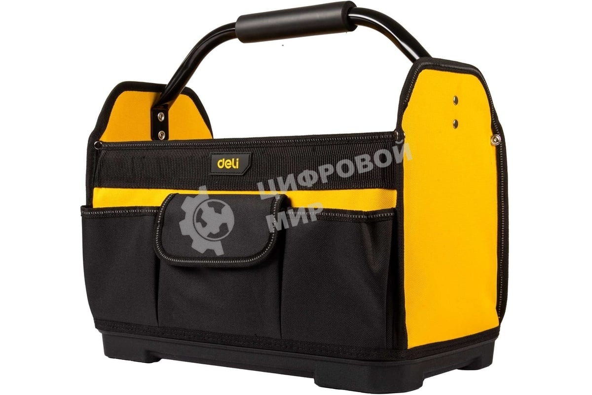 Сумка для инструментов каркасная с жестким пластиковым дном Deli DL586111 7 карманов, без плечевого ремня, ткань Оксфорд 600D