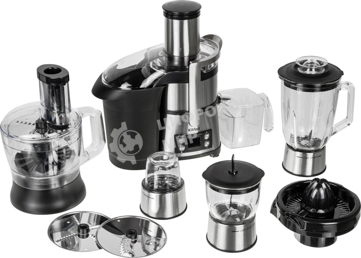 Кухонный комбайн Kitfort KT-1395 800Вт серебристый/черный