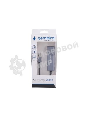 Концентратор USB 3.0 Gembird UHB-C464, 4 порта, кабель 17см, алюминий