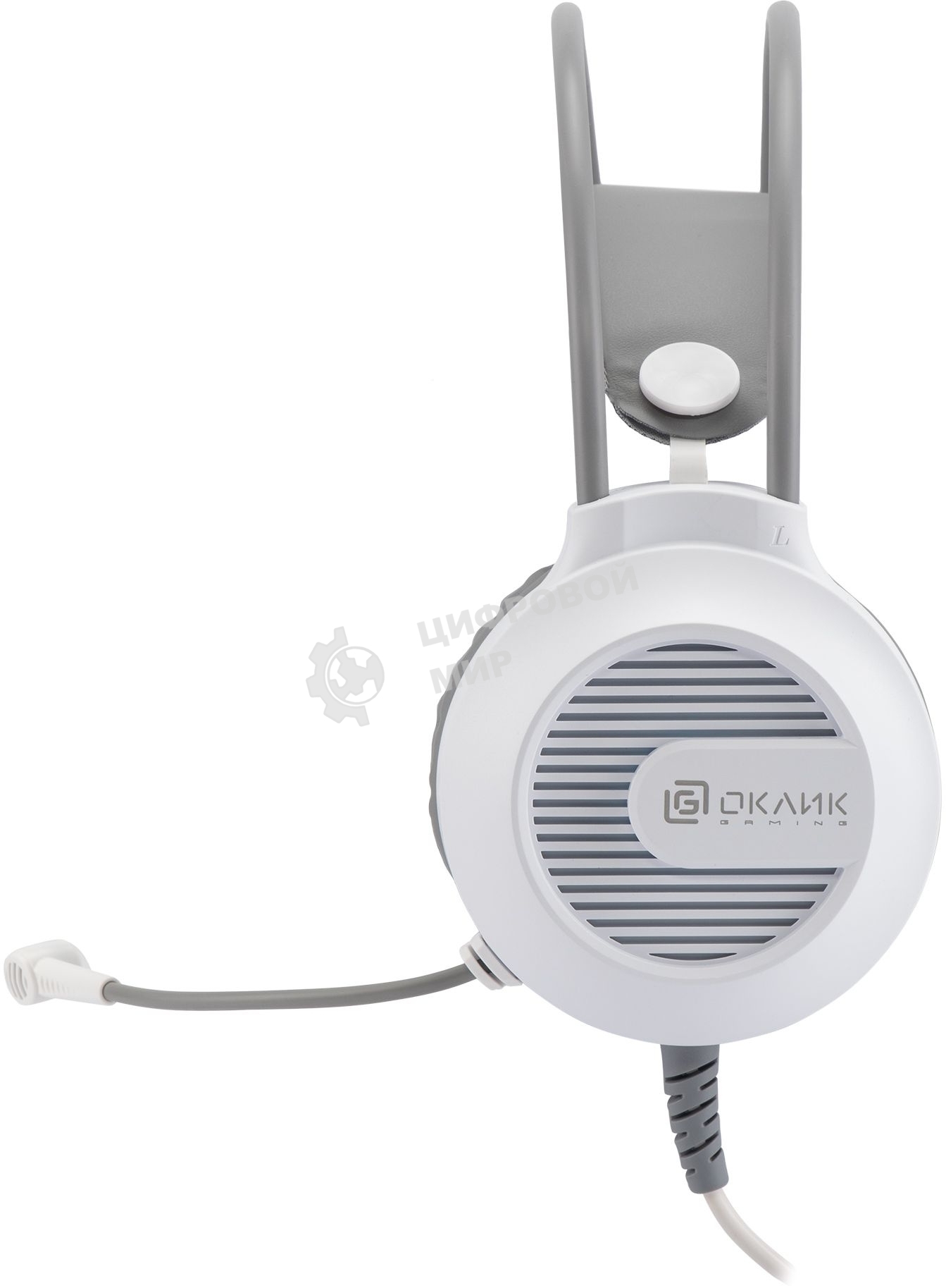 Гарнитура проводная с микрофоном Оклик HS-L300G White белый 2.2м мониторные USB оголовье (1796952)