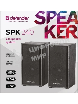 Акустическая система Defender SPK-240 2.0 черный (2x3 Вт, USB пит, раз. д. науш.)