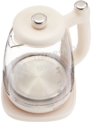 Чайник электрический Vitek VT-WK1072 1.7л. 1800Вт слоновая кость корпус: стекло