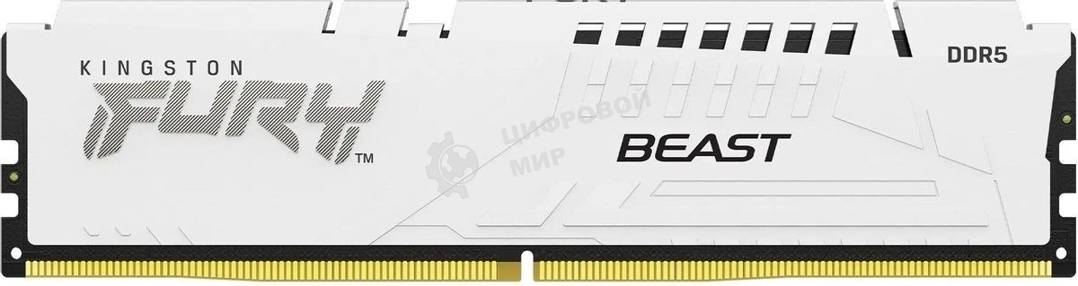 Оперативная память Kingston Fury Beast, DDR5, 32Gb (1x32GB), 5600MHz, CL40, DIMM, радиатор, белый