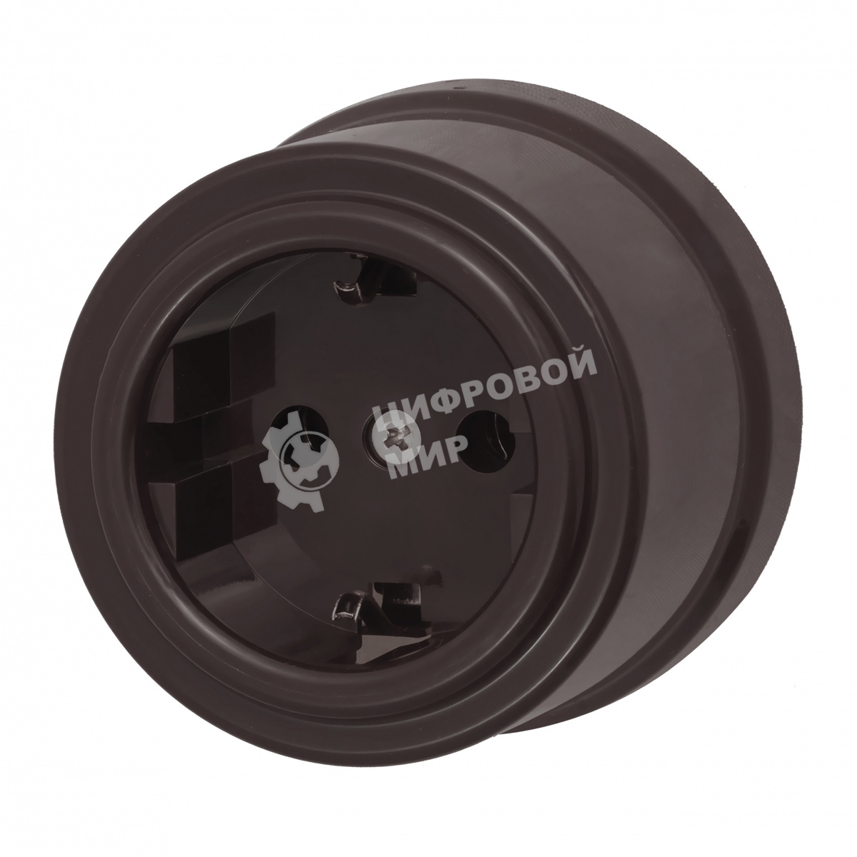 Розетка Bironi B1-101-22 пластик, с заземлением, коричневый