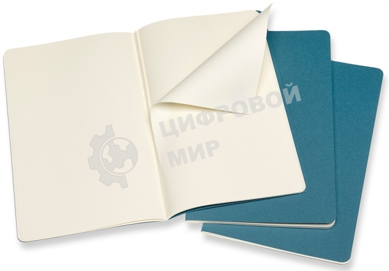 Блокнот Moleskine CAHIER JOURNAL CH018B44 Large 130х210 мм, обложка картон, 80 страниц, нелинованный, голубой (3 шт)