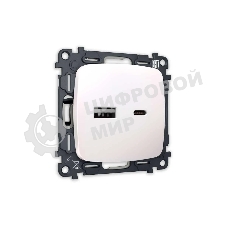 Комплект механизма розетки OMEGA Жемчуг 2USB A+C 20W (быстрая зарядка) QUANT (OP2110, VM177) MO211010