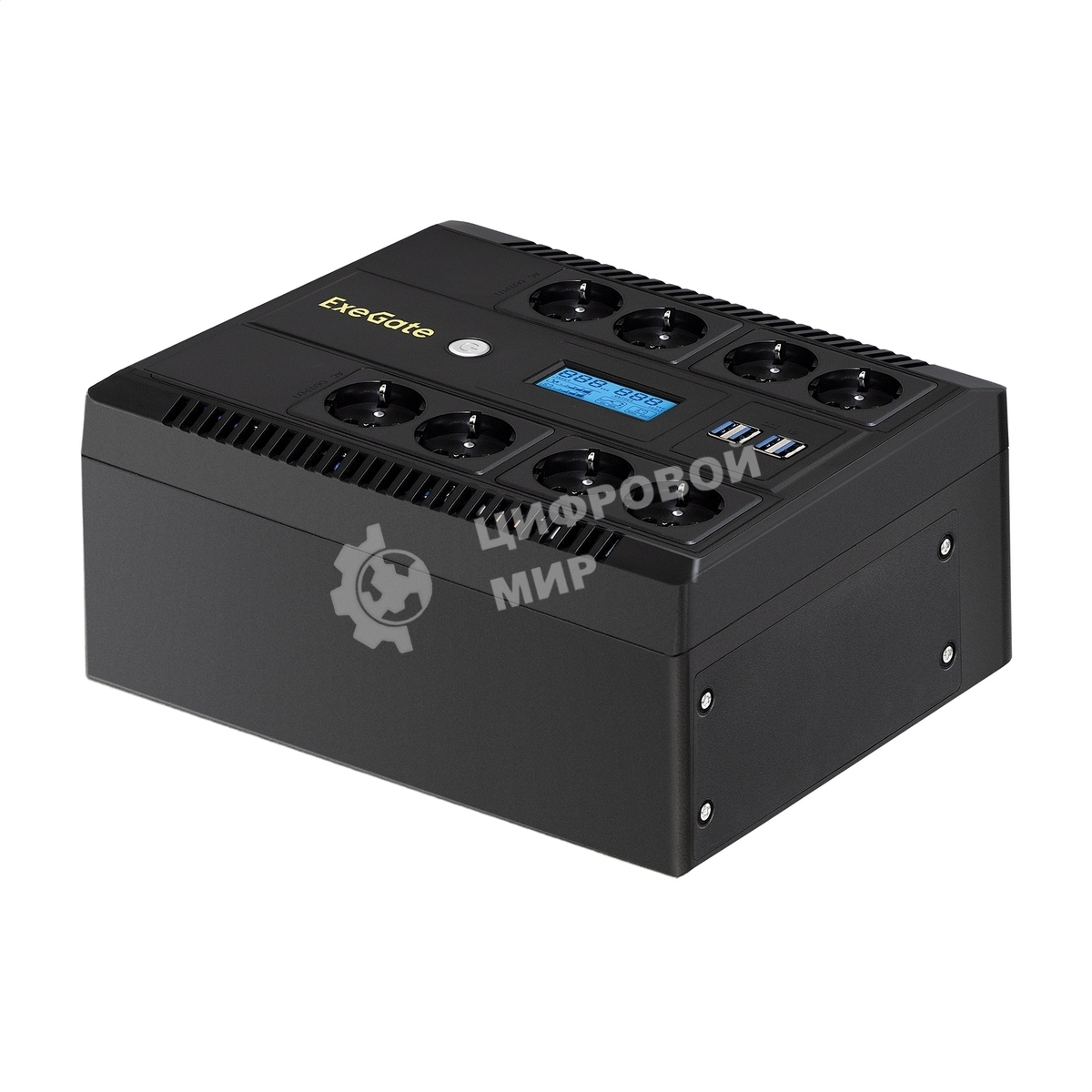 Источник бесперебойного питания ExeGate NEO Smart BU-600.LCD.AVR.5SH 600VA/360W, цветной LCD-дисплей, AVR, 5*Schuko, черный