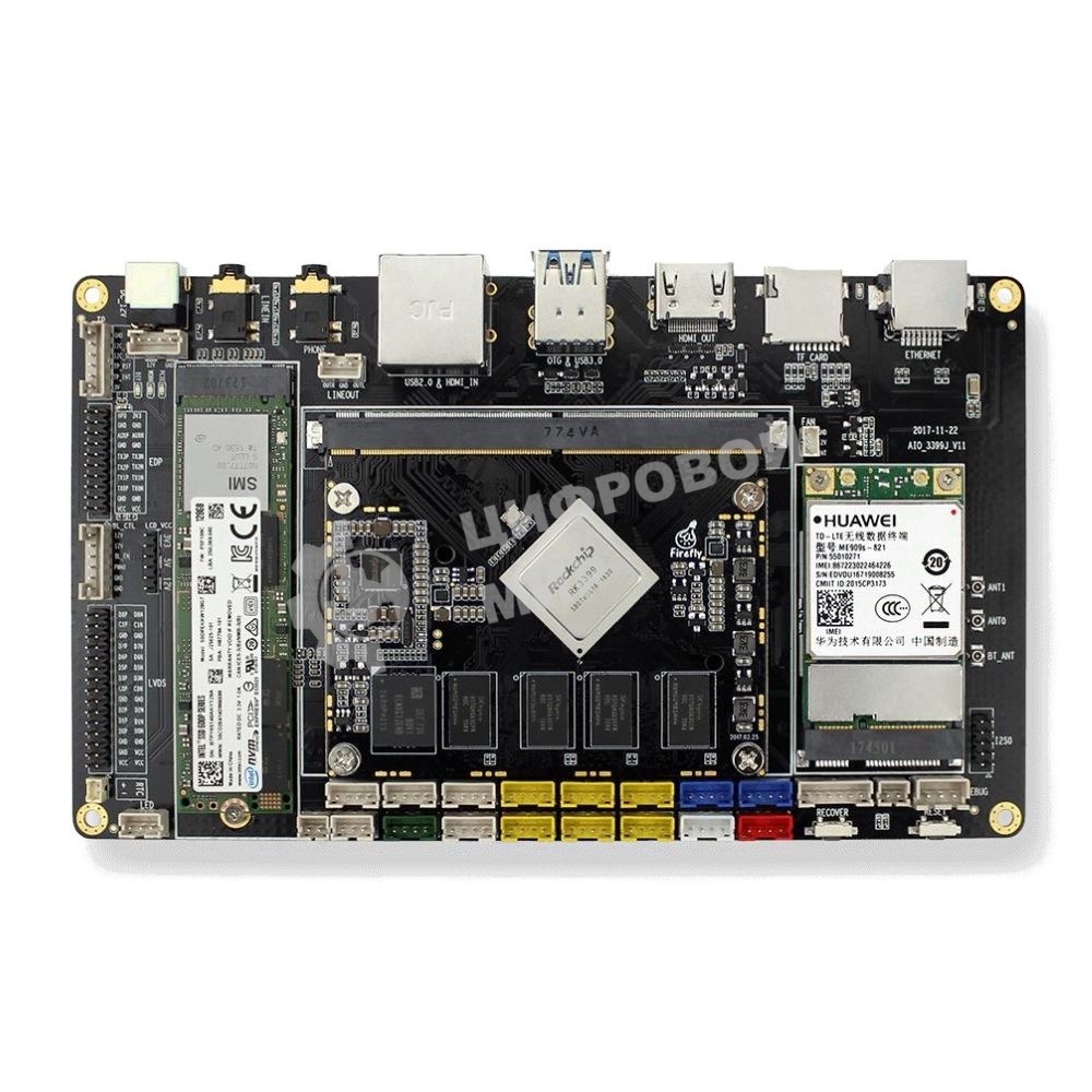 Одноплатный компьютер Firefly AIO-3399J-4Gb 4G+16G HDMI IN, Core-3399J soldered with his backplane
