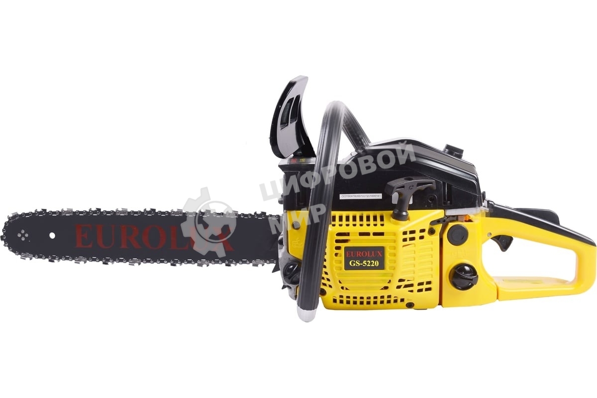 Бензопила Eurolux GS-5220 2400 Вт,Длина шины мм/дюймы 505/20” Объем двигателя см3 52 70/6/8