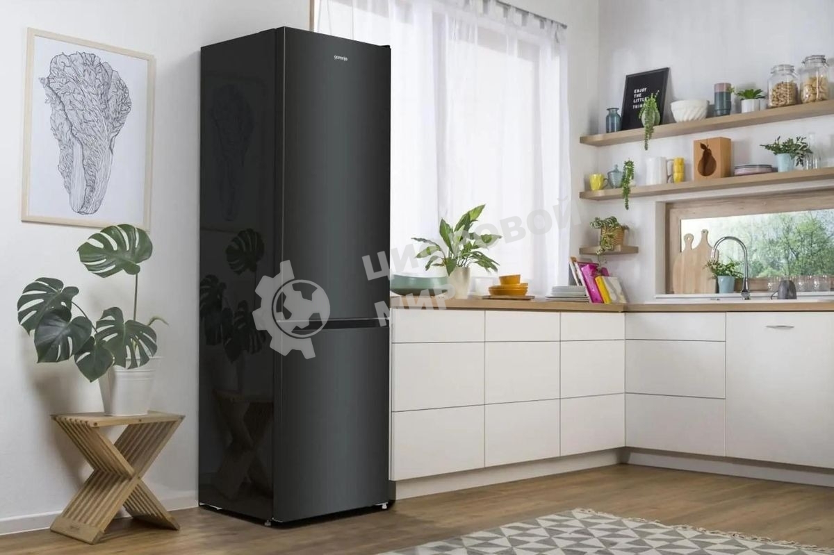 Холодильник Gorenje NRK6202EBXL4 черный матовый двухкамерный 235/96л морозилка снизу, No Frost