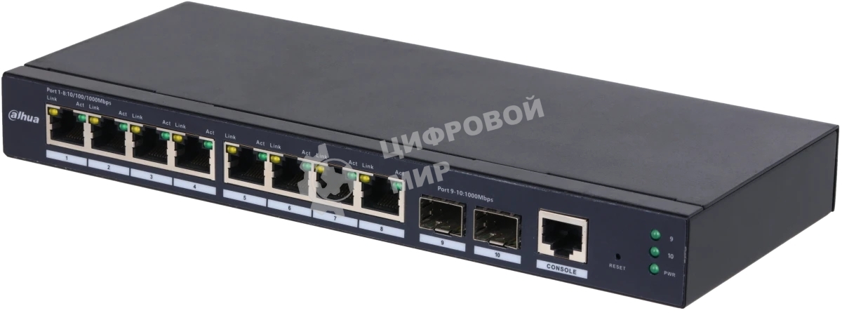Коммутатор Dahua 10-Port Managed Gigabit Non-PoE Switch, Metal case 