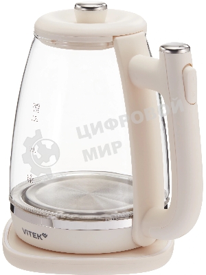 Чайник электрический Vitek VT-WK1072 1.7л. 1800Вт слоновая кость корпус: стекло