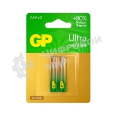 Алкалиновые батарейки GP Ultra Alkaline G-Tech 24А AАA - 2 шт. на блистере