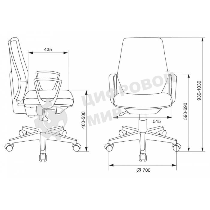 Кресло компьютерное Бюрократ CH-545 черный 38-418, крестовина пластик