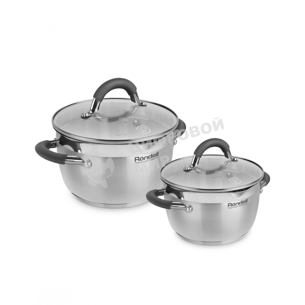 Набор посуды Flamme 4 предм.,кастрюли c/кр 20/24 см,нерж.сталь, RDS-339