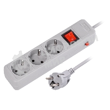 Сетевой фильтр 16А, 3500 Вт, 3 гнезда, без з/ш, с з/к, ПВС 3x1.0, 1,8 м, серый (SBSP-3-18-G)