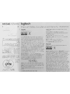 Комплект клавиатура+мышь беспроводной LOGITECH MK540 Advanced black (USB, 1000dpi) (920-008686)