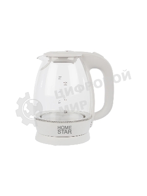 Чайник электрический HOMESTAR HS-1012, стеклянный, белый пластик , 1,7 л (в уп. 6 шт)