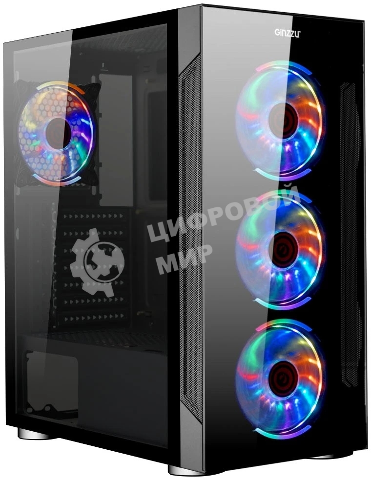 Компьютерный корпус Ginzzu CL280 FAN 12CM RGb*4 USB3.0 Window