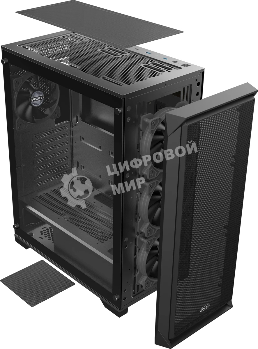 Корпус без блока питания Raijintek ARCADIA 41-MS4, Midi-Tower, TG, 1x120мм + 3x120мм ARGB, 2xUSB-A 3.0 + 1xUSB-C, ATX, mATX, mITX Black