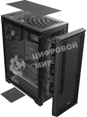 Корпус без блока питания Raijintek ARCADIA 41-MS4, Midi-Tower, TG, 1x120мм + 3x120мм ARGB, 2xUSB-A 3.0 + 1xUSB-C, ATX, mATX, mITX Black