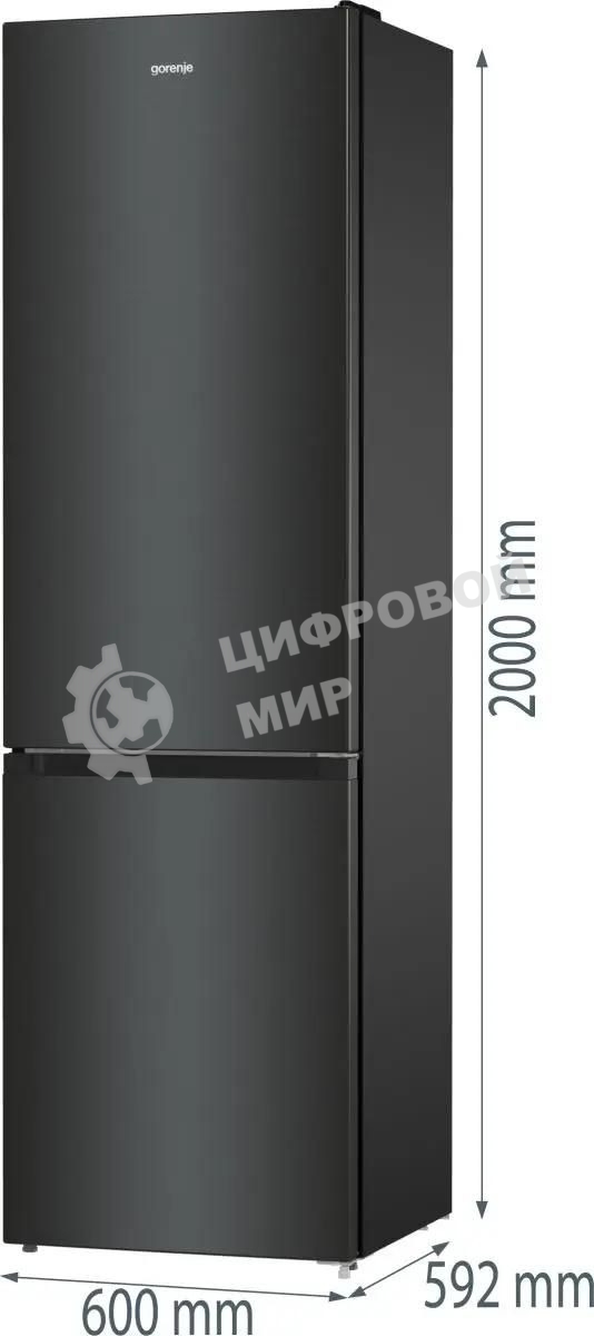 Холодильник Gorenje NRK6202EBXL4 черный матовый двухкамерный 235/96л морозилка снизу, No Frost