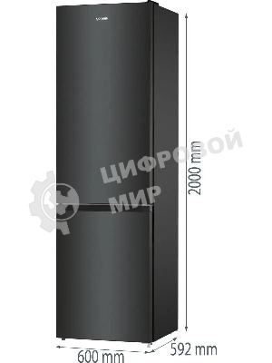 Холодильник Gorenje NRK6202EBXL4 черный матовый двухкамерный 235/96л морозилка снизу, No Frost