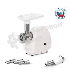 Мясорубка электрическая Аксион М25.04 белый, 1500 Вт, 1.7 кг/мин, защита от перегрузки, насадки - 2