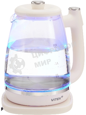 Чайник электрический Vitek VT-WK1072 1.7л. 1800Вт слоновая кость корпус: стекло