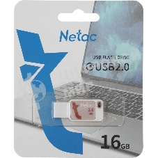 Флешка USB Netac UA31 (NT03UA31N-016G-20P), 16Gb, USB 2.0, R/W 110/45, розовый/белый