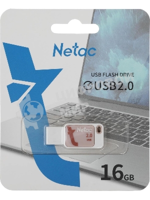 Флешка USB Netac UA31 (NT03UA31N-016G-20P), 16Gb, USB 2.0, R/W 110/45, розовый/белый