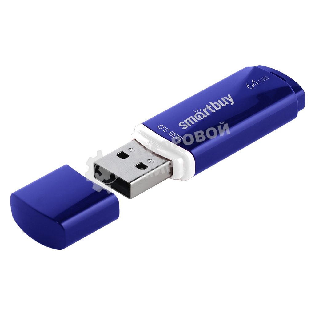 Флешка USB Smartbuy CROWN BLUE (SB64 GbCRW-Bl), 64 Gb, USB 3.0, R/W 75/25, синий