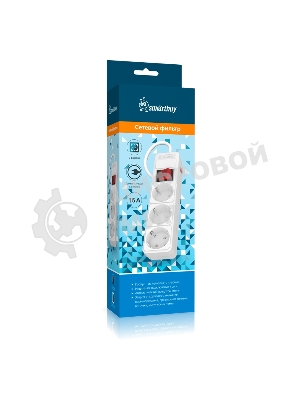 Сетевой фильтр 16А, 3500 Вт, 3 гнезда, без з/ш, с з/к, ПВС 3x1.0, 1,8 м, белый (SBSP-3-18-W)